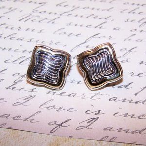 David Yurman Sterling Silver 18K Gold Quatrefoil Earrings - Posts Omega Backs
